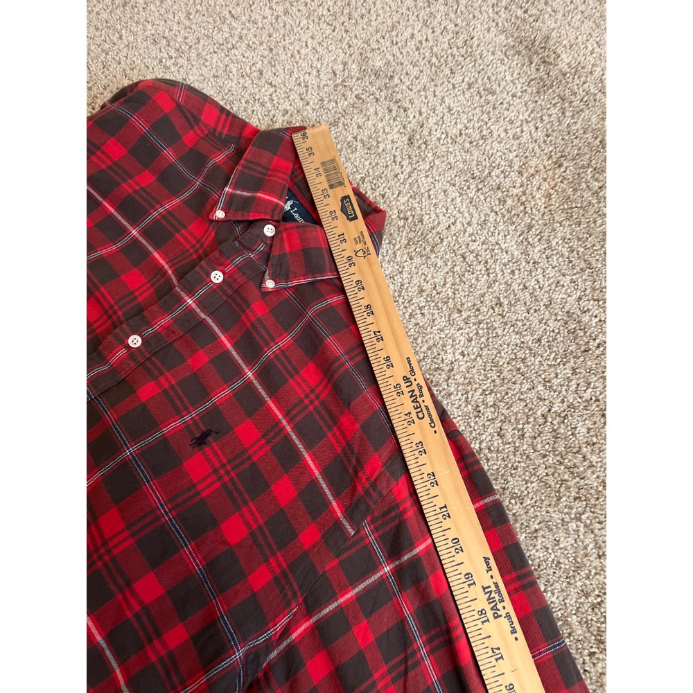 Ralph Lauren Mens Button Down Shirt Medium Red Black Blaire Plaid Long Sleeve - Picture 5 of 7
